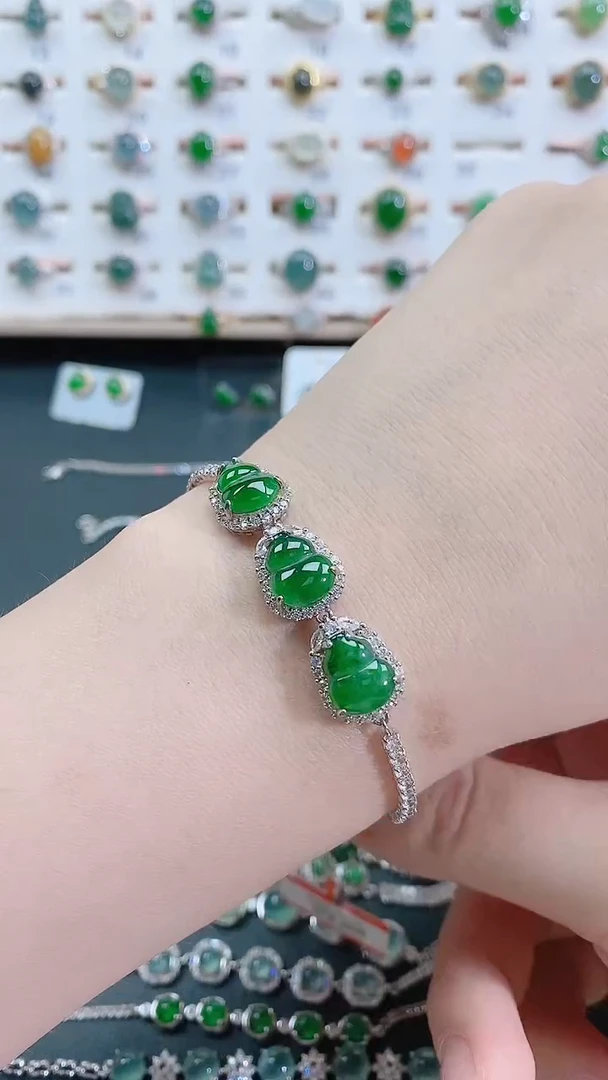 银S925镶嵌手链翡翠天然翡翠
