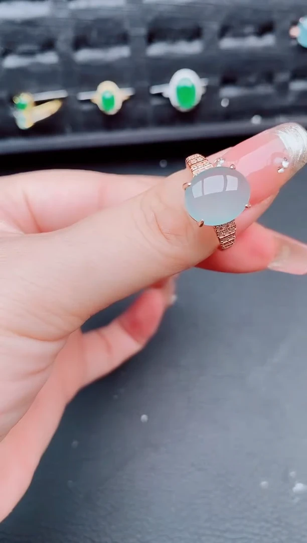 翡翠戒指银S925镶嵌天然a货翡翠412