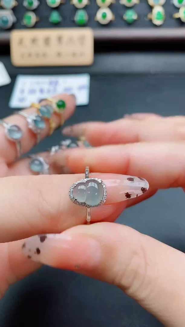 银S925镶嵌戒指翡翠1