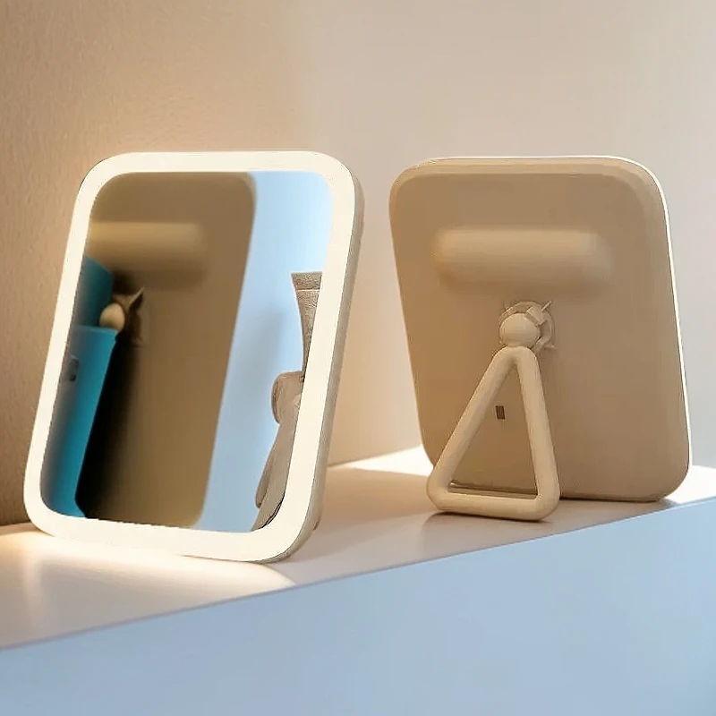 台式带灯梳妆镜镜子Q109桌面led灯家用化妆镜便携高级感学生宿舍