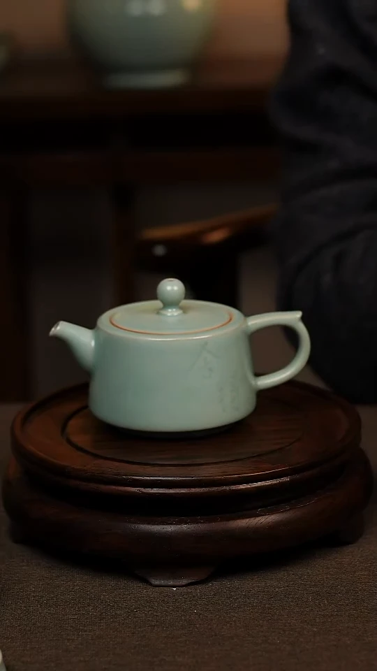 瓷片仿古天青全手工舍得壶200ml 微瑕 不带礼盒