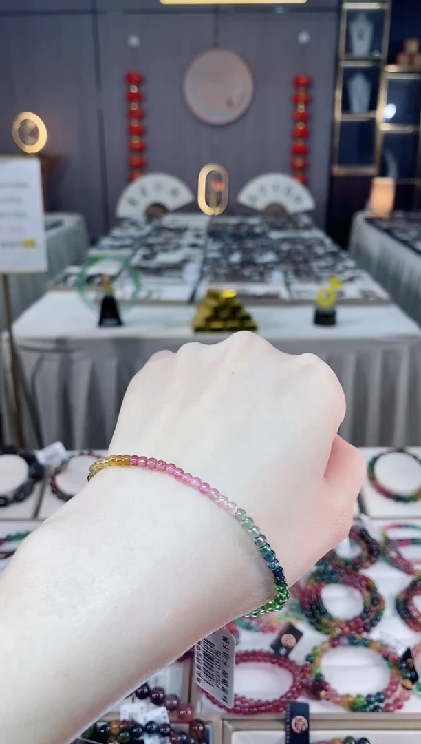 未镶嵌老矿碧玺色标净体单圈手串3mm+碧玺dan多样性发货一条