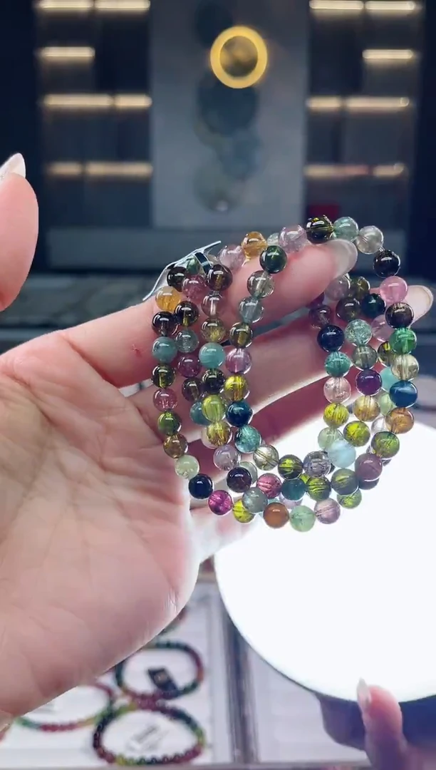 未镶嵌老矿碧玺三圈手串6mm+碧玺（多样性发一条）T