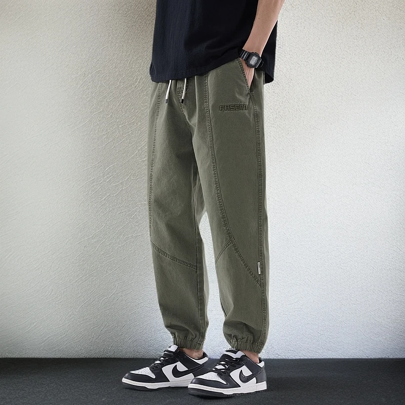 2025春夏季青少年美式休闲复古刺绣字母薄款工装运动裤男士束脚裤