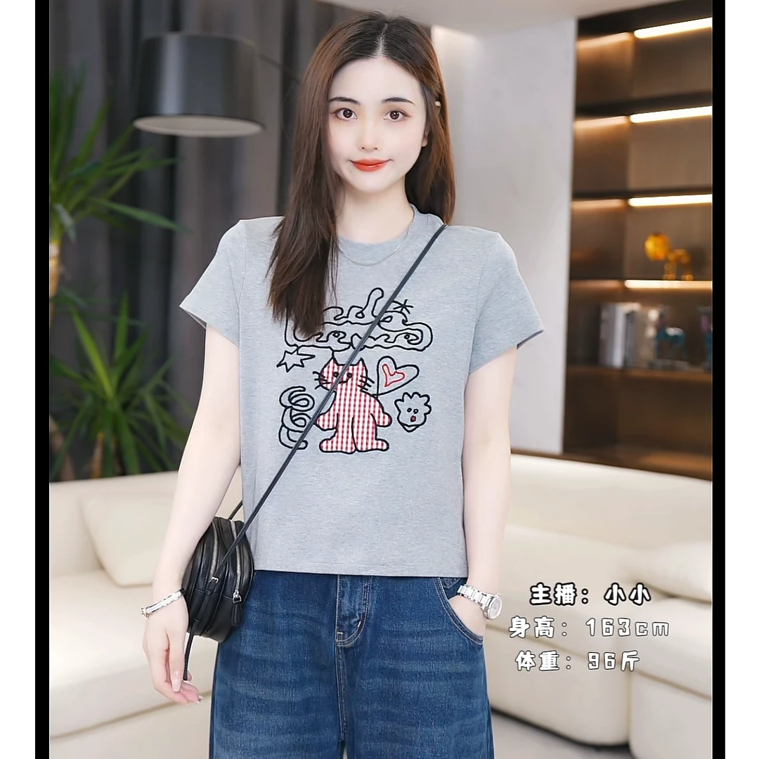 LAZYVISION时尚夏季短袖女士T恤MD-31596小小