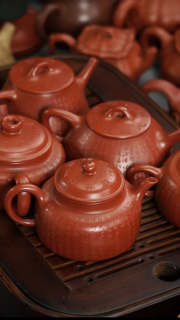 茶壶紫砂用****5宜兴紫砂朱泥心经壶5把