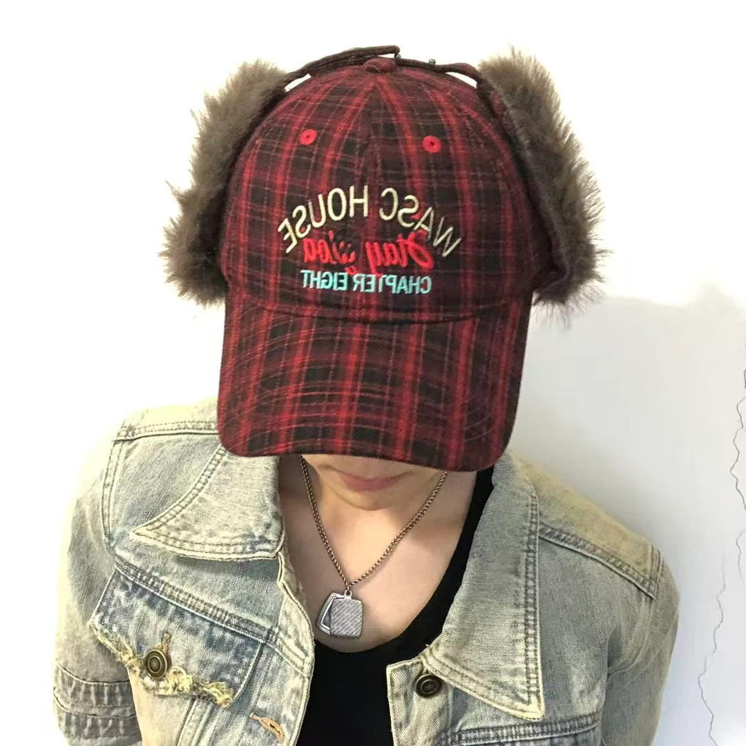 复古亚比风冬季保暖护耳鸭舌棒球帽女时髦辣妹风格重磅街头棒球帽