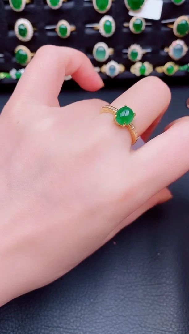 【闪购商品】翡翠戒指银S925镶嵌天然a货翡翠25