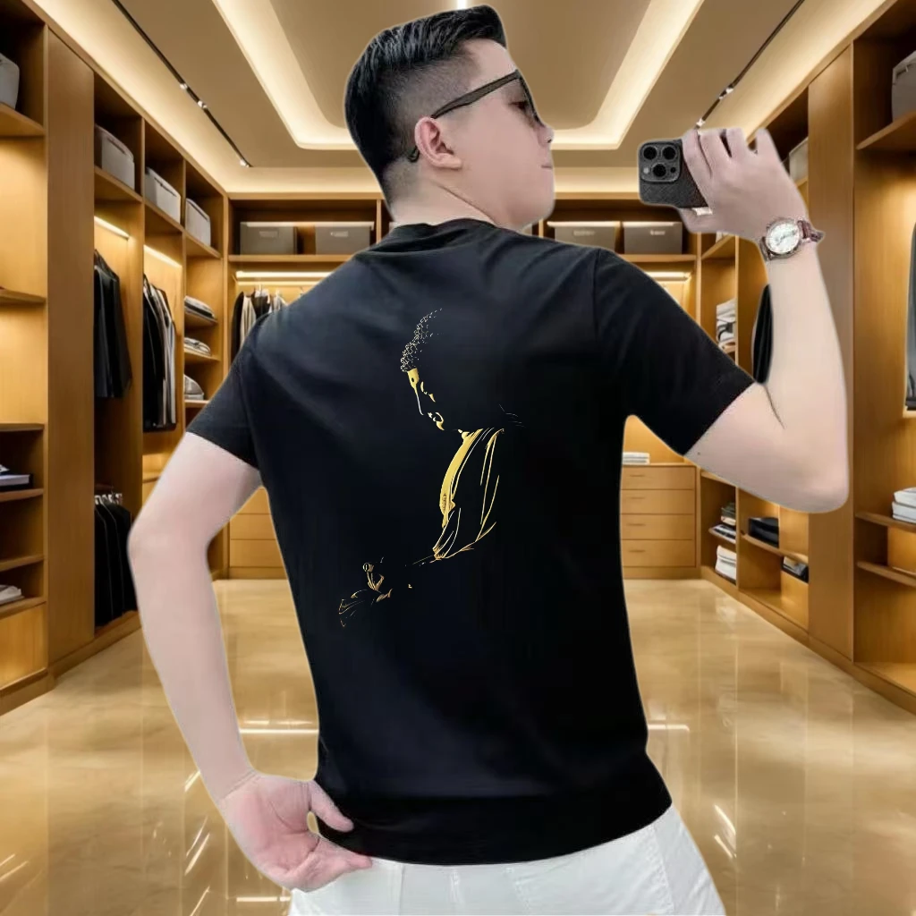 2025新款夏季休闲短袖印花时尚男士潮流百搭纯棉欧货潮流轻奢T恤