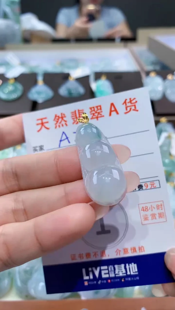 颈饰18K金镶嵌翡翠天然翡翠A货挂件