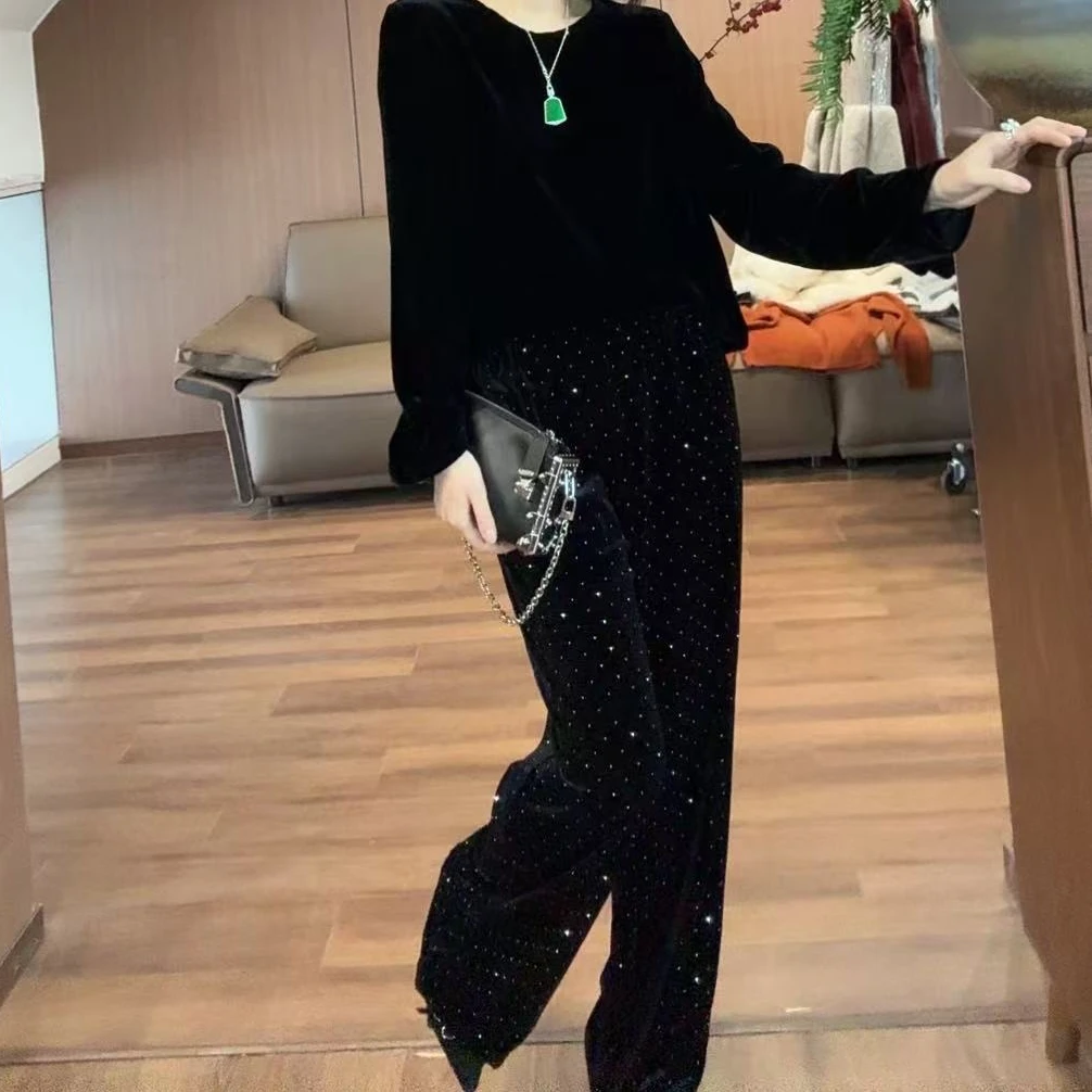 【TANTAN】显瘦气质时尚百搭黑色波点裤#241