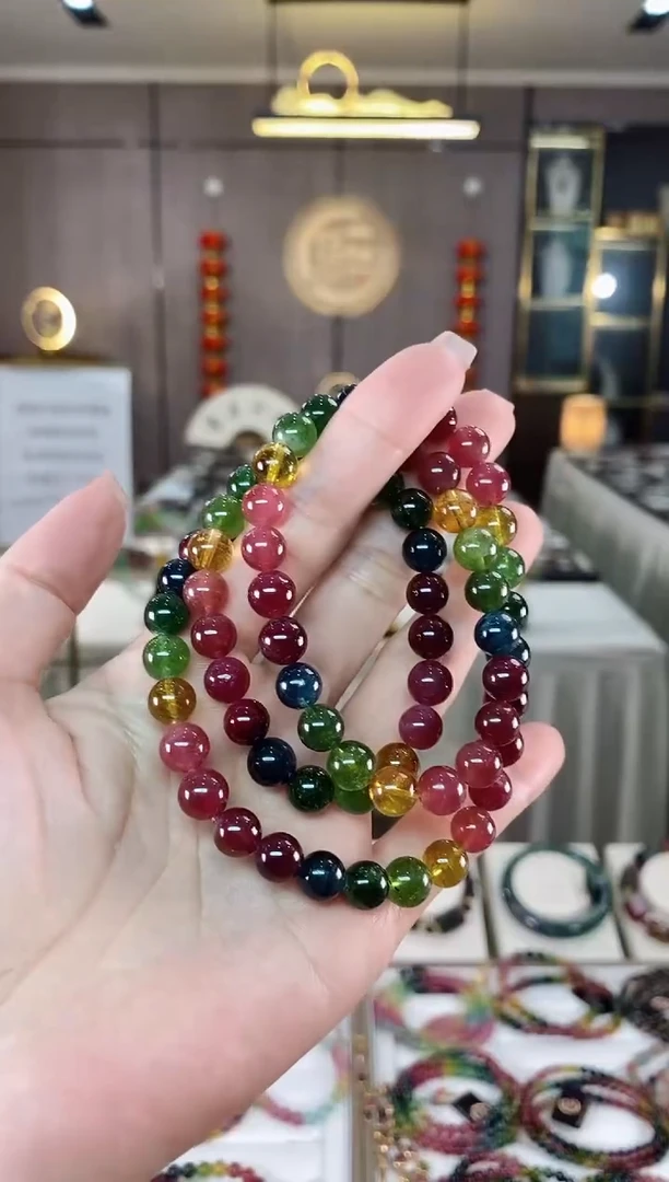 【闪购商品】碧玺三圈手串8mm+未镶嵌（多样性发一条）hon