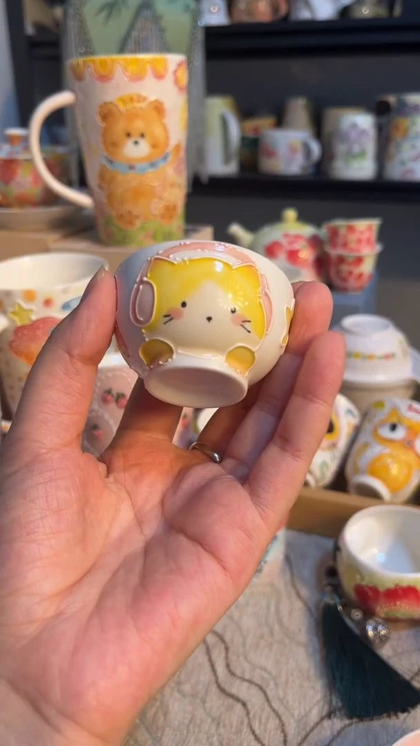 陶瓷便携款小猫一口杯