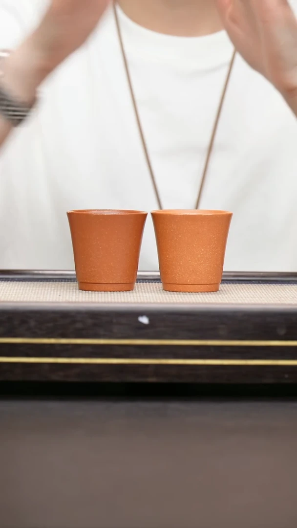 茶壶紫砂降坡泥  一对小闻香杯