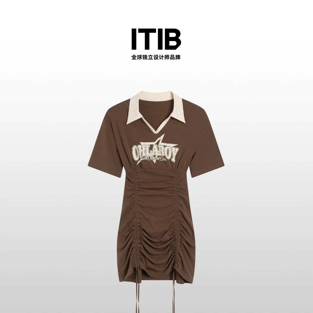 ITIBxOHLABOY 设计师款抽绳短袖连衣裙I242LLOHL0644