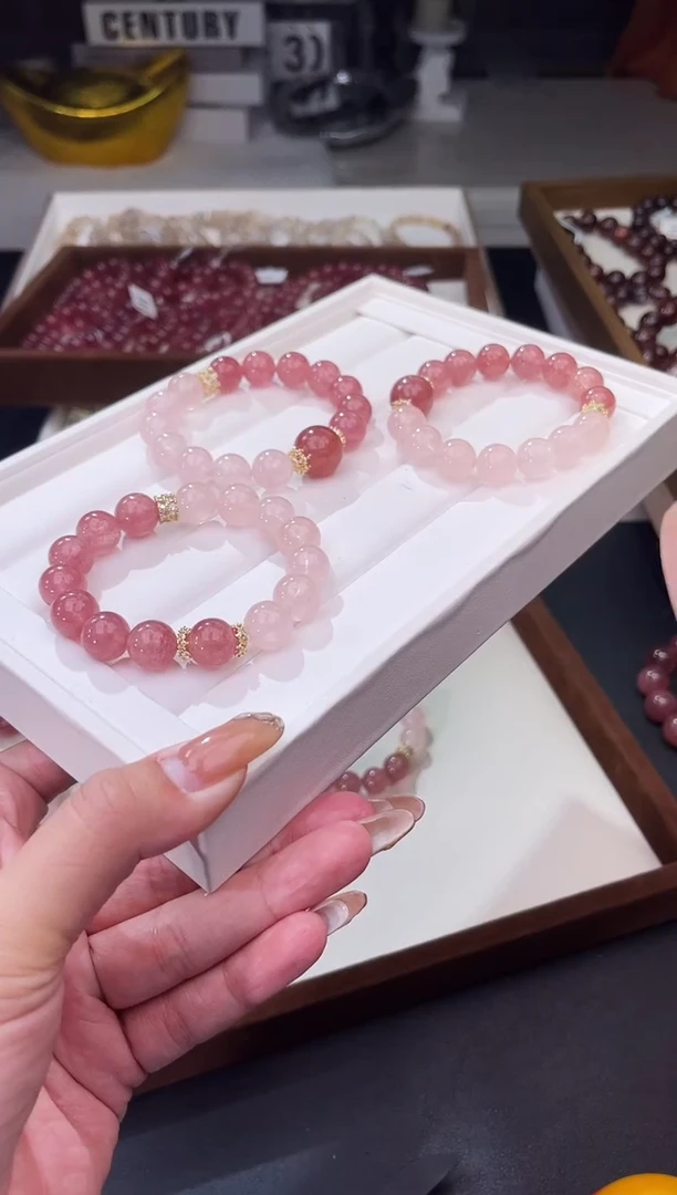 【闪购商品】水晶/未镶嵌草莓晶diy粉晶手串