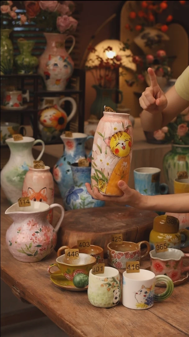 陶瓷景德镇设计师手作花器摆件侘寂风104