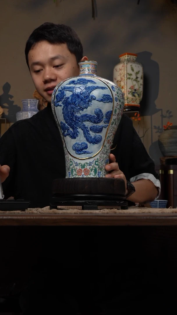摆件WN问泥景德镇陶瓷花瓶摆件