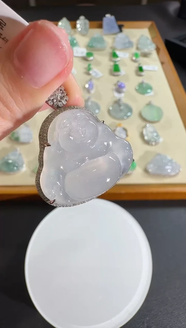 【闪购商品】翡翠吊坠(不含链)18K金镶嵌【源头工厂】钻石镶嵌