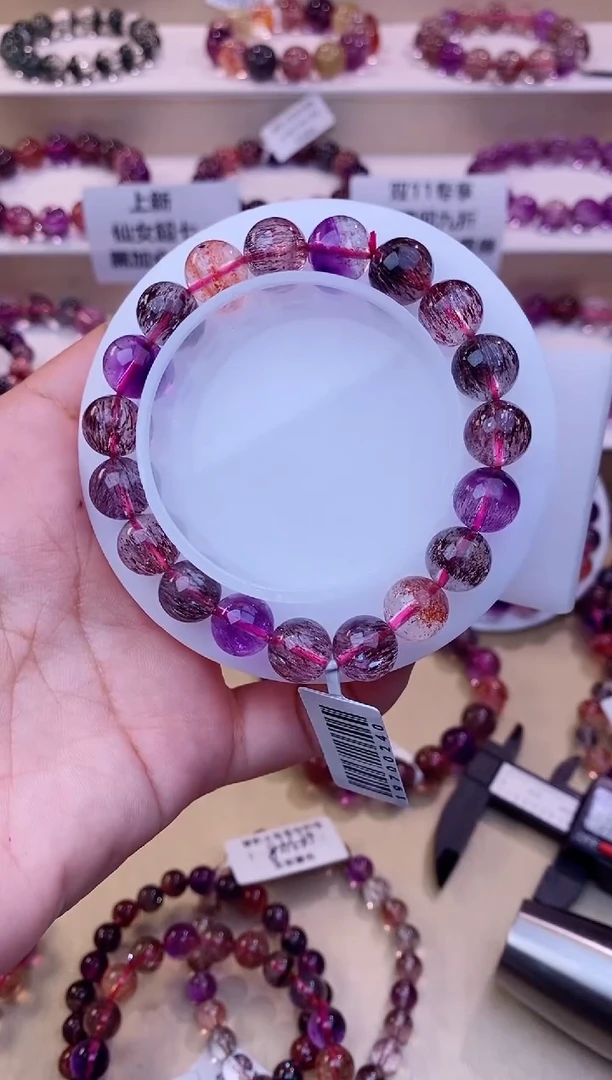 未镶嵌手串水晶黑加仑超七单圈10m+