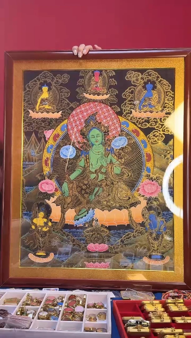 吊坠绿妈妈-热贡纯手绘唐卡