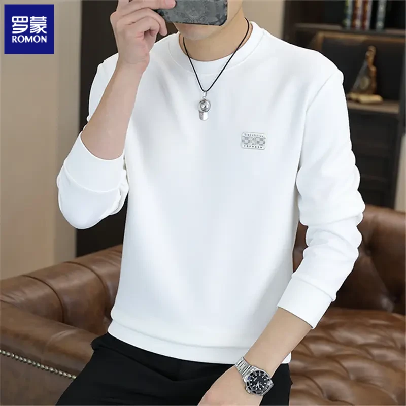 罗蒙男士长袖卫衣圆领宽松潮流春秋季新款休闲时尚韩版百搭套2025