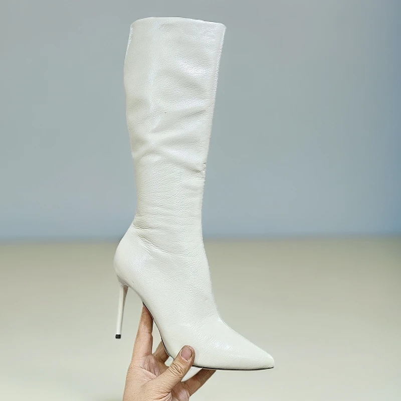 新款正版网红长靴过膝粗跟秋冬瘦瘦靴弹力靴细跟时尚尖头长筒时装