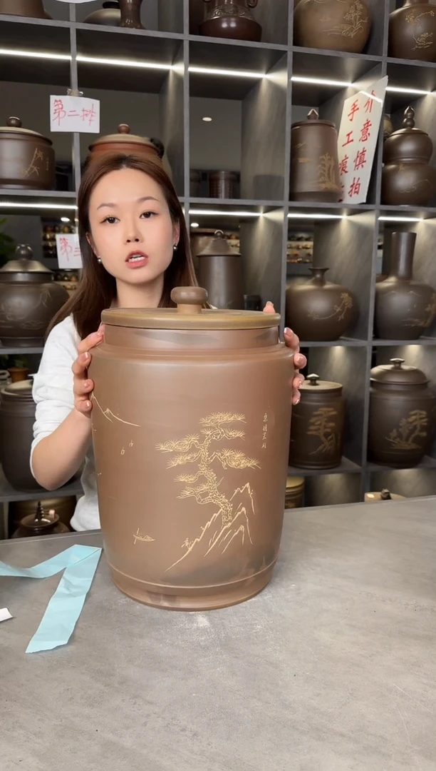 【闪购商品】罐本陶手作坭兴陶手工直筒罐10斤装（微瑕