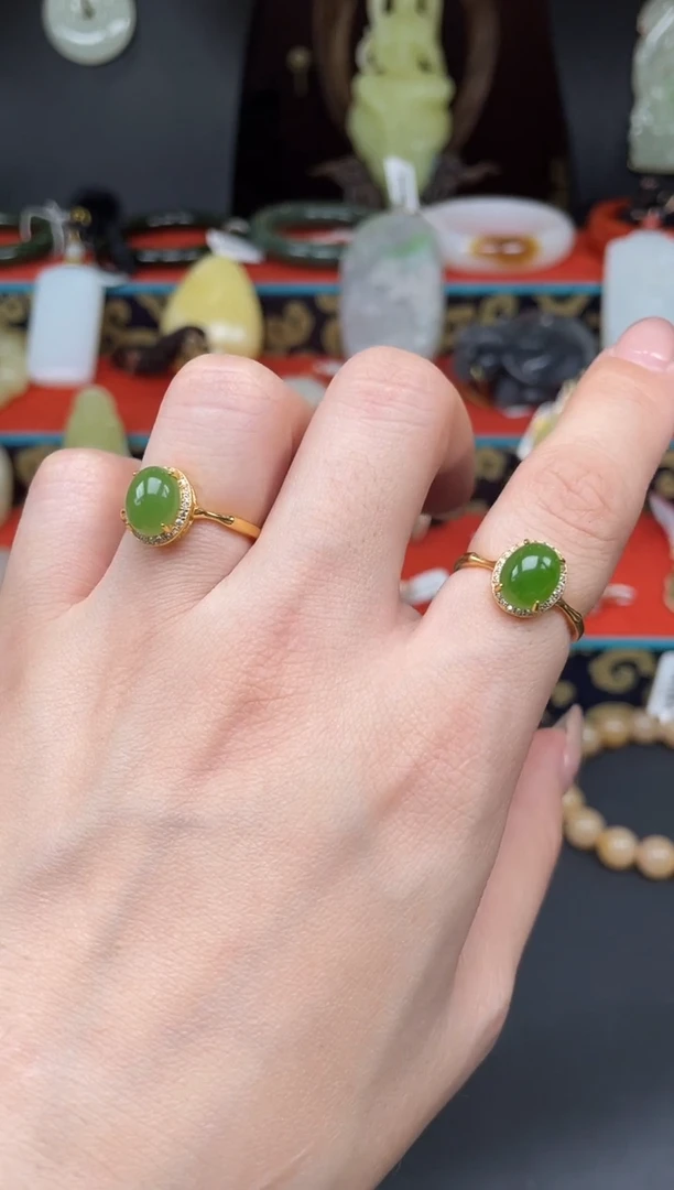 和田玉戒指银S925镶嵌f069多样性发其一