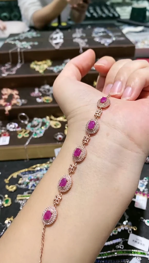 【闪购商品】红宝石手链银S925镶嵌手链
