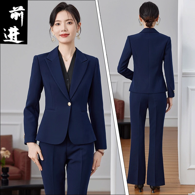 藏青职业西装套装女气质小个子职业西服工作服正装女大学生一整套