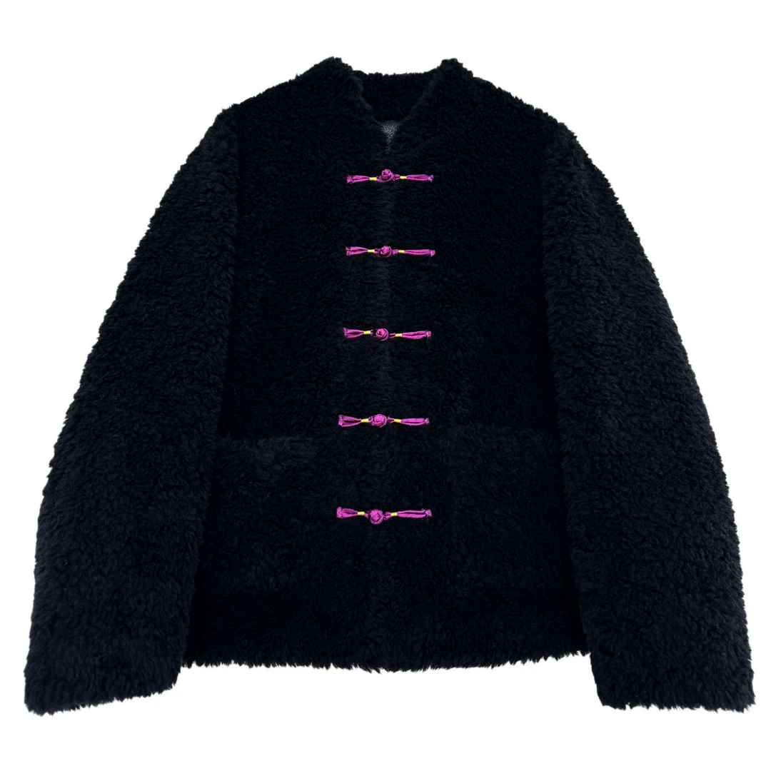 冯姐21款【2026新年战袍】跨年新中式重磅盘扣皮毛一体立领外套