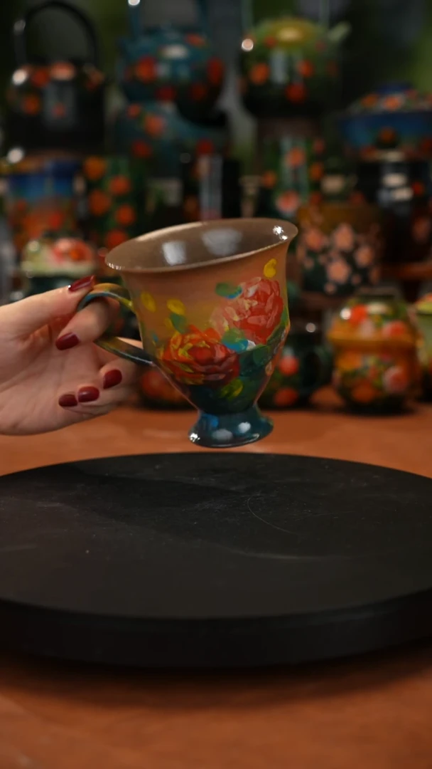 紫砂油画手绘釉下彩