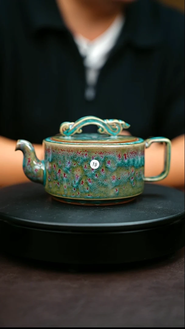 19#原矿钧瓷炉钧釉如意壶