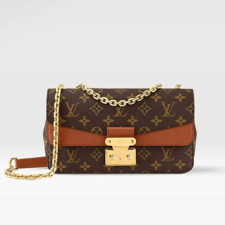 99新 LouisVuitton/路易威登 棕/黑老花马尔索拼棕色金标邮差包