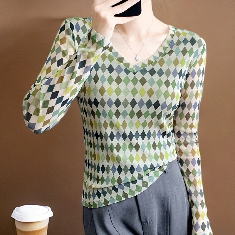 阔太太时髦女装洋气衣服高级感内搭可外穿网纱打底衫洋气高贵上衣