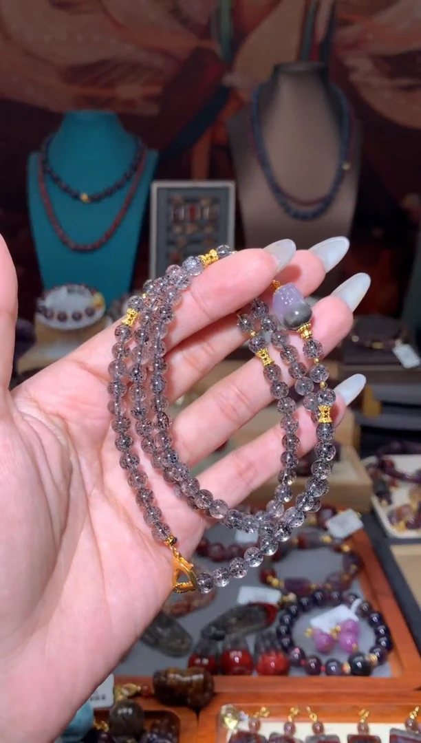 未镶嵌珠宝半成品水晶超七黑云母万能链