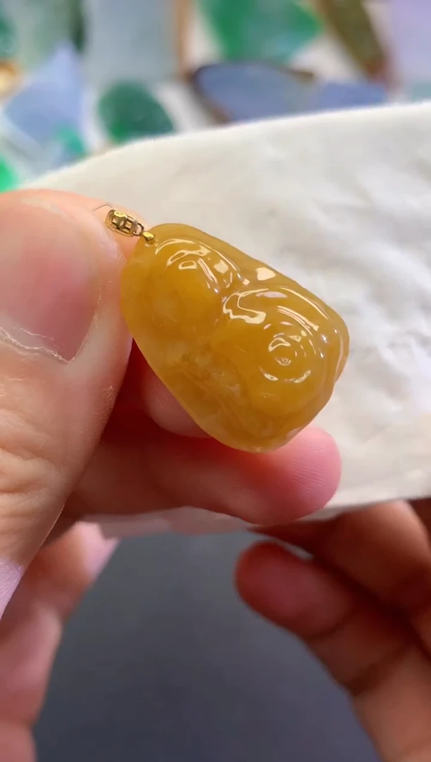 翡翠18K金镶嵌吊坠(不含链)5057