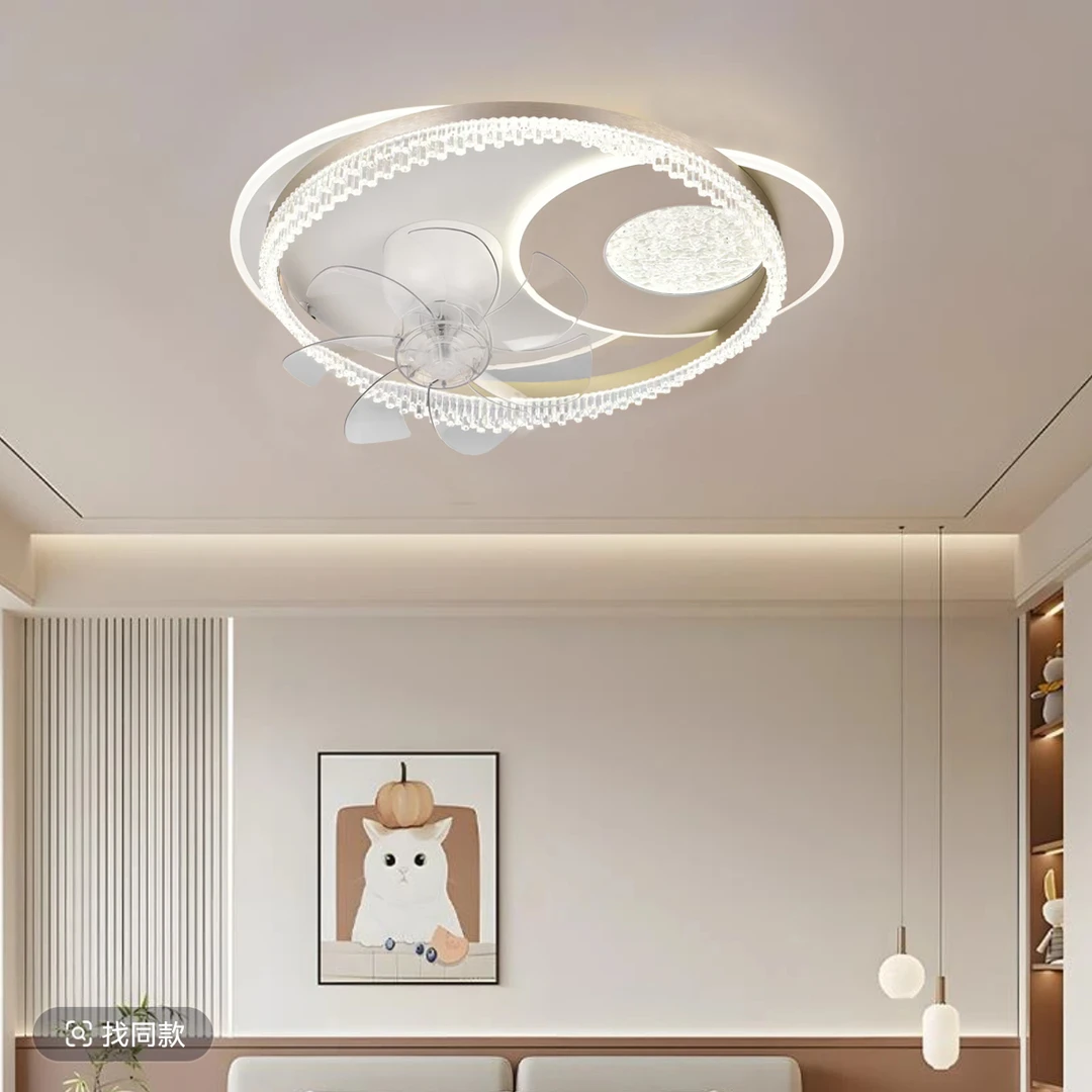 6610风扇现代简约卧室吸顶风扇灯创意新款2025时尚高端卧室风扇灯