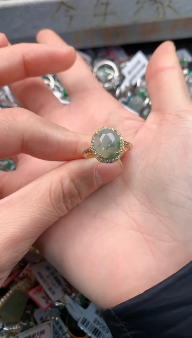 银S925镶嵌戒指翡翠7                         1