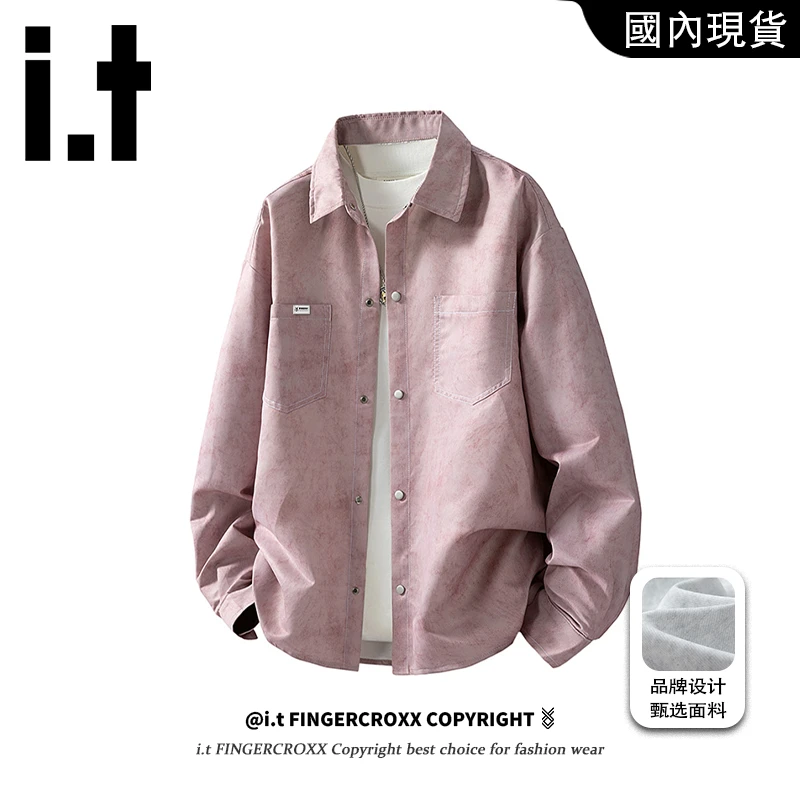 i.t FINGERCROXX扎染长袖衬衫男士2025秋季潮牌宽松百搭迷彩衬衫