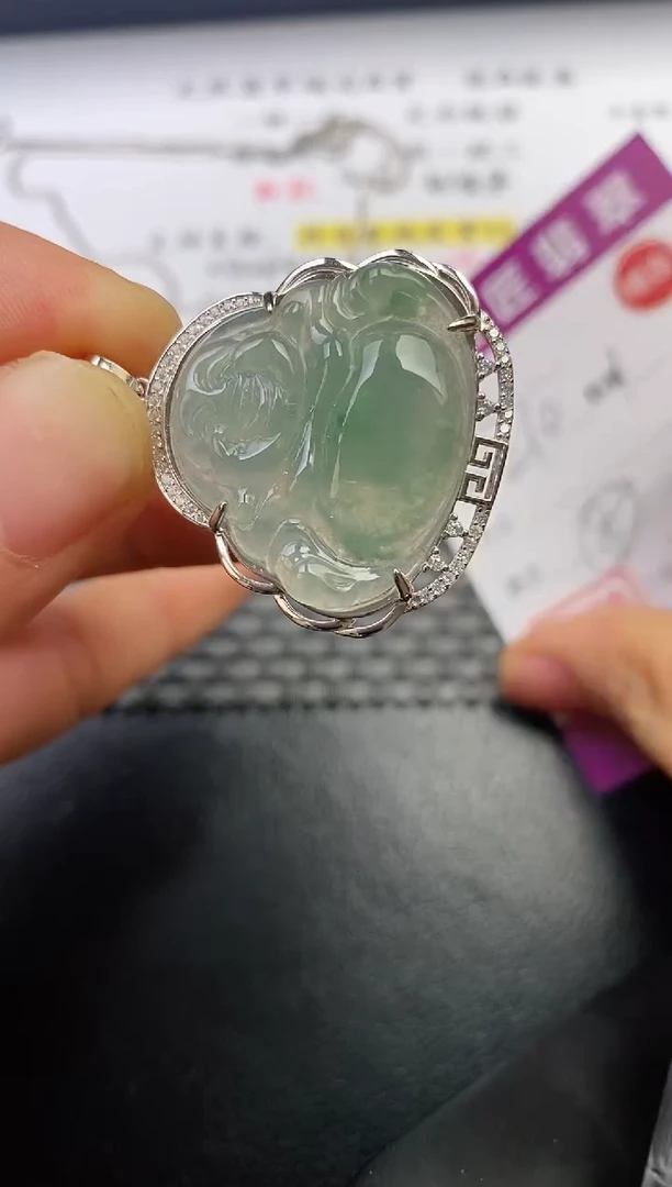 颈饰银S925镶嵌翡翠A*挂件