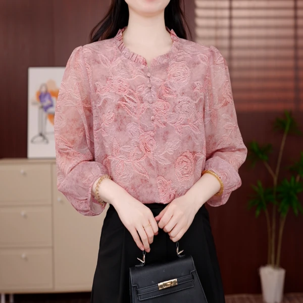 2025新款原版正品高级感时尚衬衫洋气减龄洋气七分袖上衣ja149