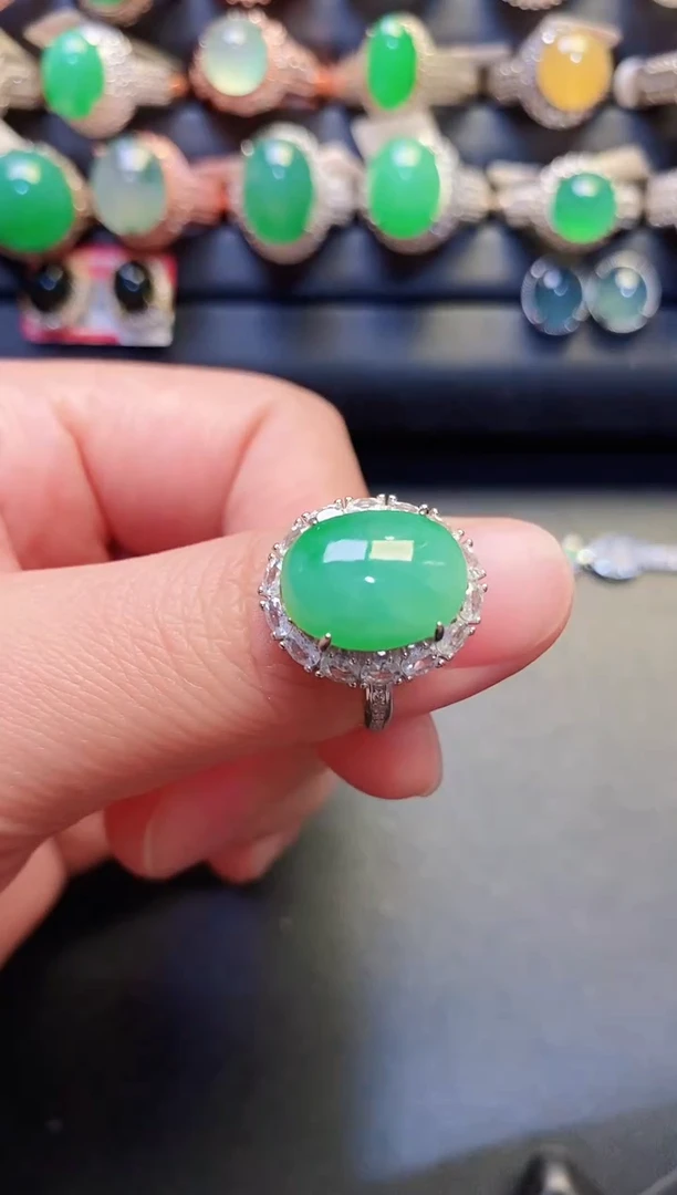 银S925镶嵌戒指翡翠天然