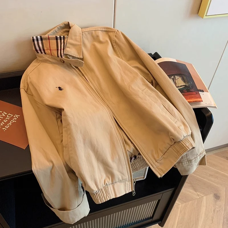 欧货2025秋夏男刺绣拉链时尚立领牛仔翻领青春活力秋季夹克复古款