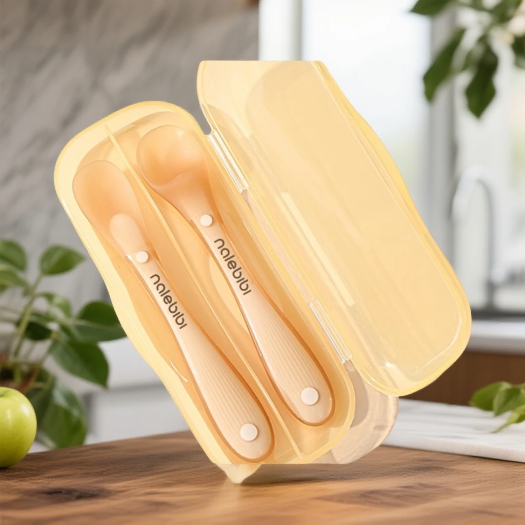 那乐比比婴儿宝宝新生儿硅胶软头勺喂水勺子喂奶米粉米糊吃饭套装