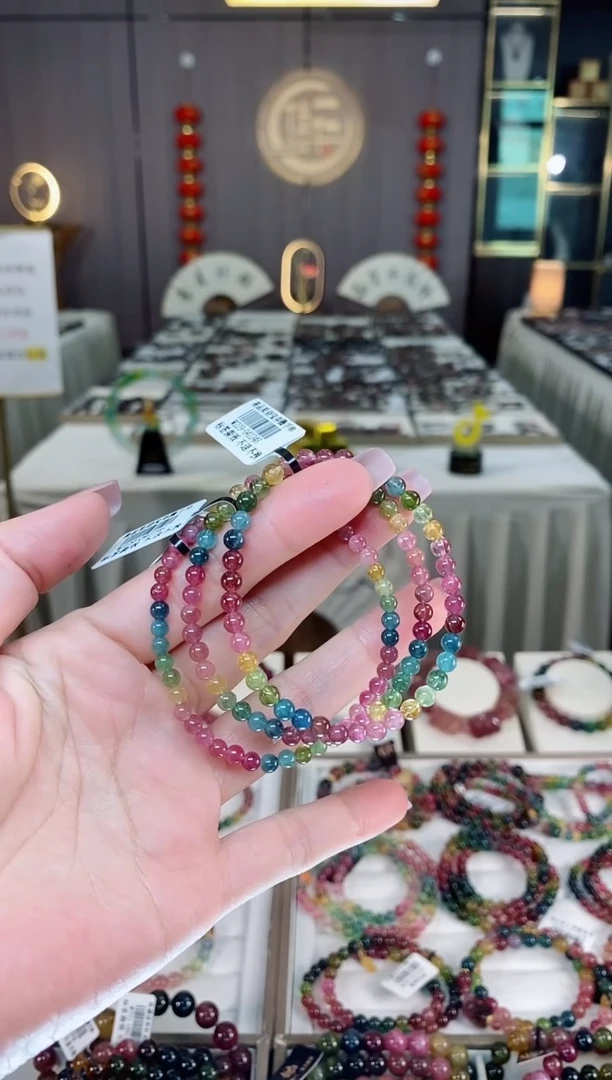 未镶嵌老矿碧玺单圈手串4mm+碧玺hon多样性发货一条