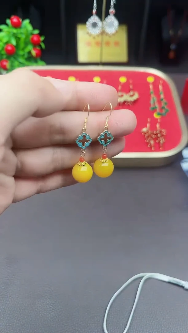 【闪购商品】玛瑙/玉髓耳钉银S925镶嵌234000