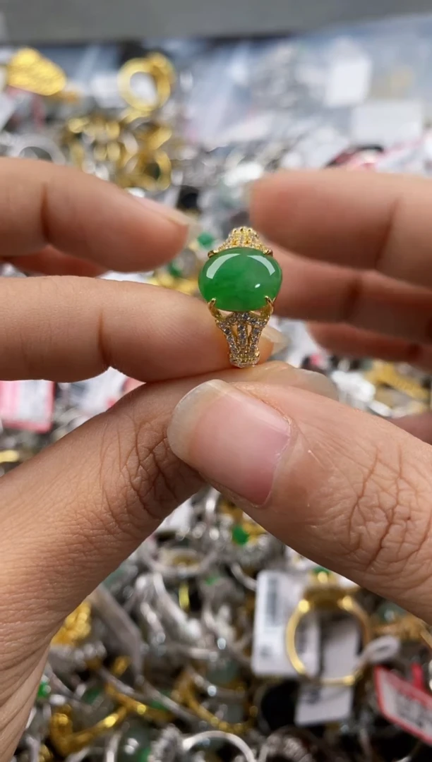 银S925镶嵌戒指翡翠222---6