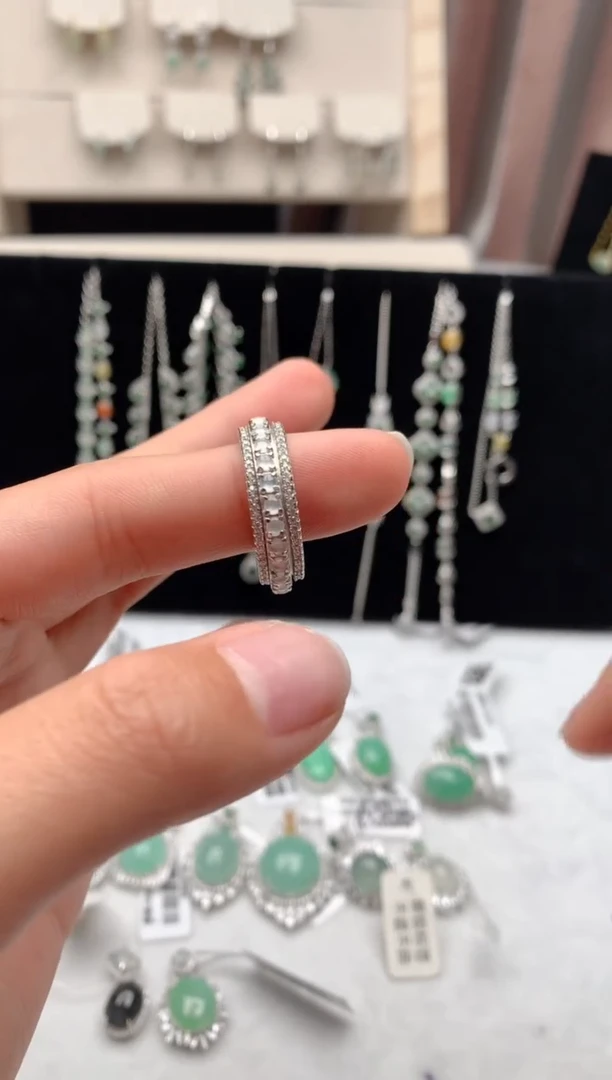 【闪购商品】翡翠戒指银S925镶嵌3号